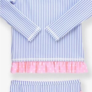 Periwinkle and Pink Striped Kids Swim Rashguard